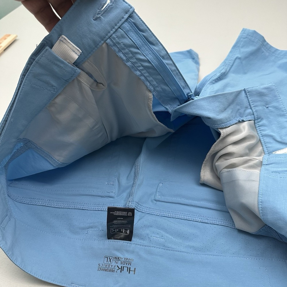 Huk Performance Fishing Cargo Shorts Mens XL Blue Stretch Zip Elastic Waist - Picture 9 of 13